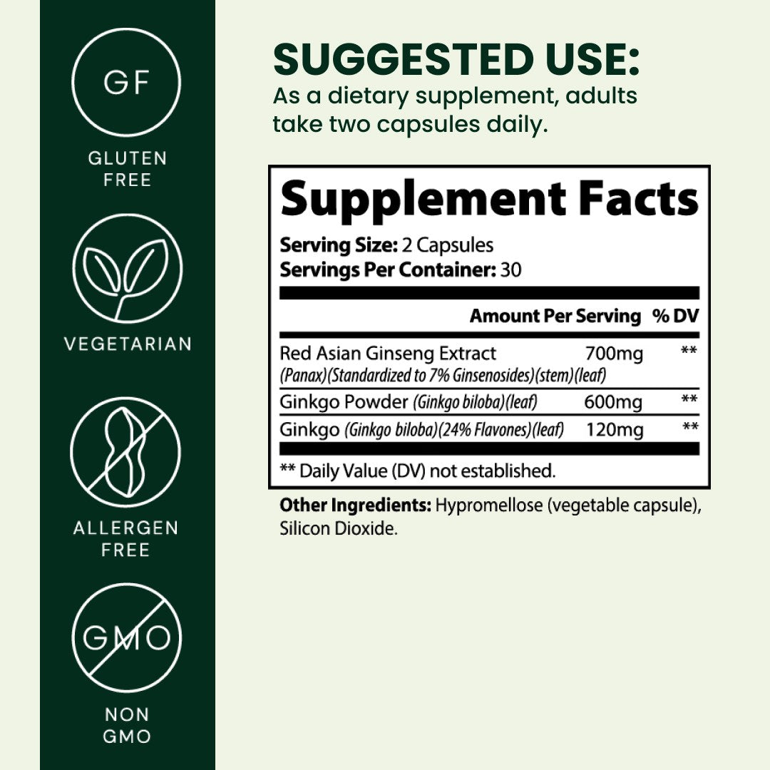 Ginkgo Biloba + Ginseng Capsules